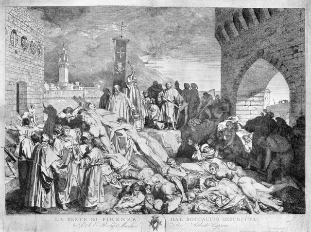 Luigi Sabatelli: A pestis Firenzében 1348-ban, illusztráció